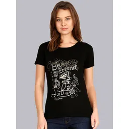 Fleximaa Women Black Typography Printed T-shirt-picture-32