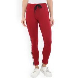 Fleximaa Women Maroon Solid Cotton Track Pants-picture-14