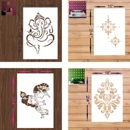 flexishine decor (Size:- 16X24 Inch) THEME-Ganesha,Radha krishna,Damask,and Geometrical Pattern Pattern Reusable Design Ideal For Bedroom, Kids Room and Living Room Decoration Stencil-picture-13