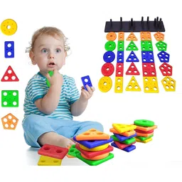 flickberry Geometric Blocks | 25-Piece Montessori Stacking & Sorting Toy for Toddlers-picture-25