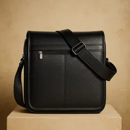 flikker Black Men Hand-held Bag Stylish Leather Messenger Sling Bag Cross Body One Side Office Bags for Men-picture-25