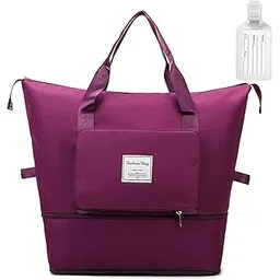 flintronic Travel Duffel Bag, Foldable Gym Bag Overnight Weekend Bags for Women, Lightweight Hospital Bag with Wet and Dry Separation Bag, Large Holdall Bag Cabin Bag for Sports and Travel, #4 Purple,-picture-13