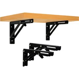 flipco Heavy Duty Folding Shelf Brackets DIY Wall Mount Metal Collapsible Shelf Support 30cm Shelf Bracket-picture-21