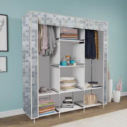 flipkart perfect homes studio Premium 8 Shelf Unique Print Carbon Steel Collapsible Wardrobe-picture-11