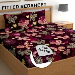 flipkart smartbuy 160 TC Cotton Double Printed Fitted (Elastic) Bedsheet-picture-16