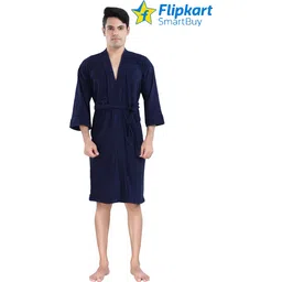 flipkart smartbuy Navy Blue Medium Bath Robe-picture-16