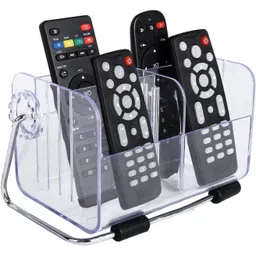 flipxen Crystal 6-Slot Clear Acrylic Home & Office Desk TV Air-Conditioner Remote Control & Mobile Storage Holder Organizer Stand (Transparent) Storage Basket-picture-27