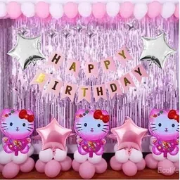 flipzone Solid 1st Happy Birthday Hello Kitty Theme Combo Kit Set Item Combo for Girls set 30 Balloon-picture-10