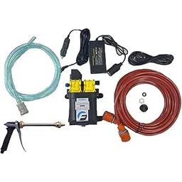 FLOJOY Asian Pumps & Machineries 12V Self Priming & Automatic High Pressure Washer with Adjustable Spray Gun Power Jet Wash Cleaner Pump Car Wash Kit 130 psi (Steel Gun) | Multi color-picture-13