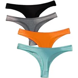 Florafit Women's Viscose Cotton Lycra G-Staring Thong Panties Combo Pack of 4 | Thong Panty for Women Sexy | Panty Combo Set for Women-picture-10