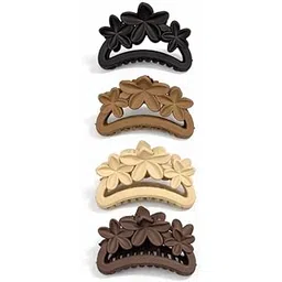 Floral Hair Claw Clip for Women & Girls | Matte Finish Strong Grip | Medium Size | Pack of 4-picture-47