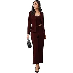 florely Women's Lycra Solid Three Piece Outfits Blazer Co-Ord Set Women Outdoor Wear Maxi Dress Crop top Party Dress Stylish Latest Dresses-picture-51