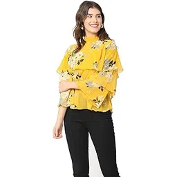 floreos Women Tops Casual Latest Ruffled Printed Top-picture-49