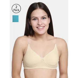 Floret Beige & Blue Solid Non-Wired Lightly Padded T-shirt Bra F20560-picture-36