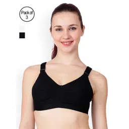 Floret Black & White Solid Pack Of 3 Non-Wired Everyday Bra Sherry_Black-White-Black_40B-picture-39