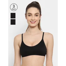 Floret Black Pack Of 3 Solid Bralette Bra-picture-36
