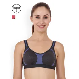 Floret Grey & Red Solid Non-Wired Non Padded Sports Bra-picture-13