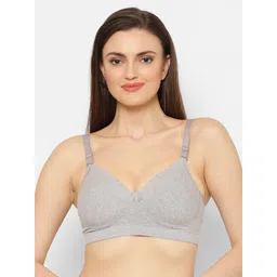 Floret Grey Melange Solid Non-Wired Lightly Padded T-shirt Bra T3055-picture-17
