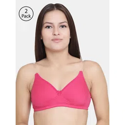 Floret Magenta Pack Of 2 Solid Non-Wired Lightly Padded T-shirt Bra-picture-22