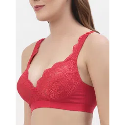 Floret Navy Blue & Red Floral Lace Bra Pack of 2 image 5