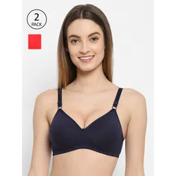 Floret Navy Blue & Red Pack Of 2 Lightly Padded Bra-picture-10