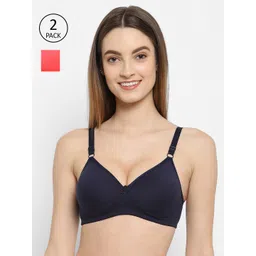 Floret Navy Blue & Red Pack Of 2 Lightly Padded Bra-picture-11