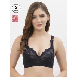 Floret Navy Blue & Rose Pack Of 2 Floral Bra-picture-13