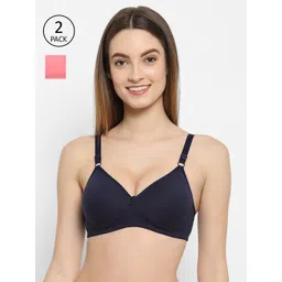 Floret Navy Blue & Rose Pack Of 2 Lightly Padded Bra-picture-12