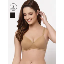 Floret Nude-Coloured & Black Bra Lightly Padded-picture-13