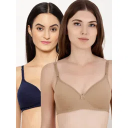 Floret Nude-Coloured & Navy Blue Bra Heavily Padded-picture-33