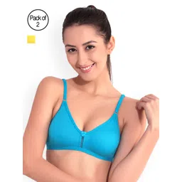 Floret Pack of 2 Blue & Yellow Non-Wired Non Padded T-shirt Bra-picture-29