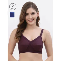 Floret Pack Of 2 Burgundy & Blue Non-Padded & Non-Wired Bra-picture-32