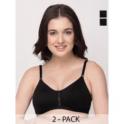 Floret Pack of 2 Non Padded Cotton T-shirt Bra - Medium Coverage-picture-25