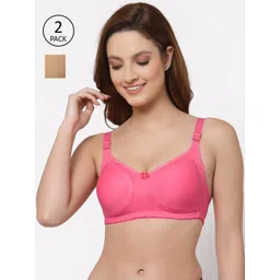 Floret Pack of 2 Peach-Coloured & Cream-Coloured Bra-picture-31