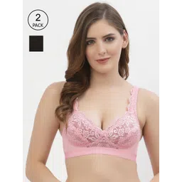 Floret Pack of 2 Pink & Black Floral T-Shirt Bra-picture-19