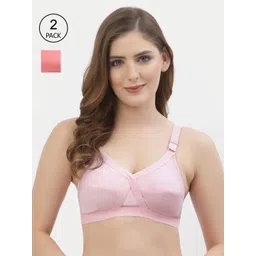 Floret Pack of 2 Pink & Rose Pink Non Wired Full Coverage Everyday Bra-picture-33