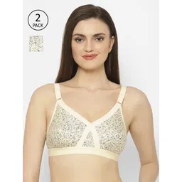 Floret Pack Of 2 Printed Non Padded Non Wired Everyday Bra Cross Fit Print_Lemon-Lemon-picture-40