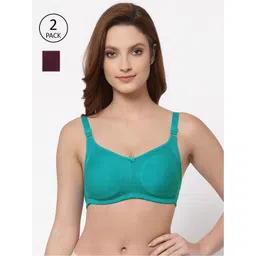 Floret Pack of 2 Sea Green & Burgundy Bra-picture-20