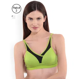 Floret Pack of 2 Solid Non-Wired Heavily Padded Sports Bra T3001_White-picture-12
