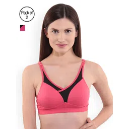 Floret Pack of 2 Solid Non-Wired Heavily Padded Sports Bras T3001_Magenta-picture-14