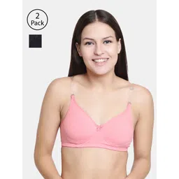 Floret Pack of 2 Solid Non-Wired Lightly Padded T-shirt Bras-picture-24