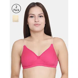 Floret Pack of 2 Solid Non-Wired Lightly Padded T-shirt Bras-picture-25