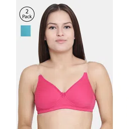 Floret Pack of 2 Solid Non-Wired Lightly Padded T-shirt Bras-picture-26
