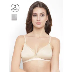 Floret Pack of 2 Solid Non-Wired Lightly Padded T-shirt Bras T3058-picture-34