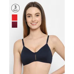 Floret Pack of 3 Navy Blue & Red T-shirt Bra-picture-14