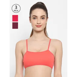 Floret Pack of 3 Pink & Magenta Solid Non Padded Non Wired Bralette Bra-picture-42