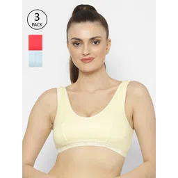 Floret  Pack of 3 Solid Non-Wired Non Padded Workout Bra-picture-11