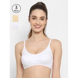 Floret Pack of 3 White & Beige Bralette Bra-picture-35