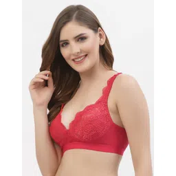 Floret Red & Rose Pack Of 2 Floral Lace Bra image 5