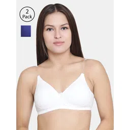 Floret Set Of 2 White & Blue Solid Non-Wired Lightly Padded T-shirt Bra-picture-27
